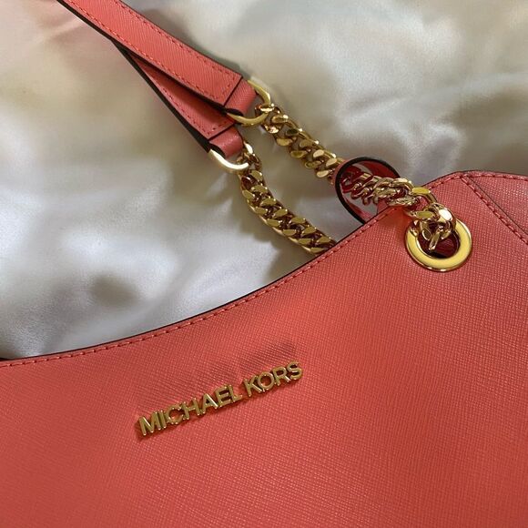 Michael Kors Jet Set Large Saffiano Leather Shoulder Bag Pink - Picture 10 of 11